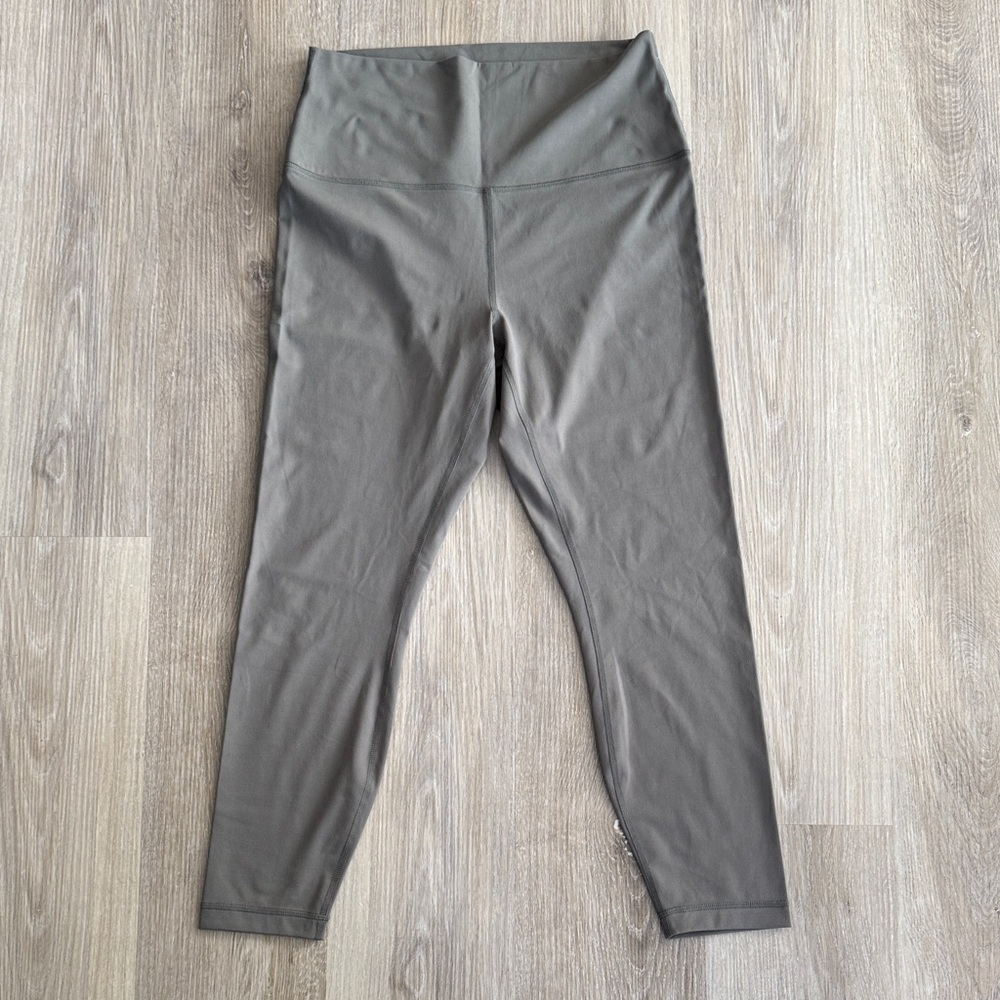 Olive Green Gray High-Waisted Activewear Leggings